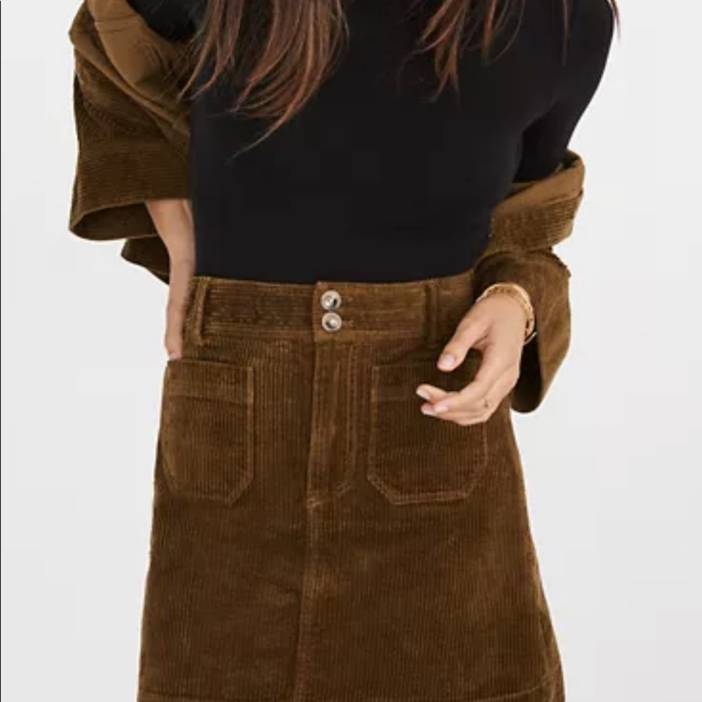 Madewell olive green corduroy skirt